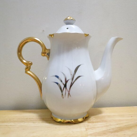 Coffee Tea 15pc Set Oakwood Japan Grain/Grasses Cream Sugar Teacups Saucers - Picture 3 of 16